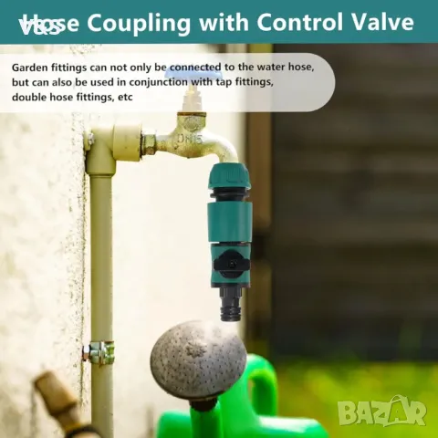  Съединител за маркуч с регулиращи кранове, 6 части Бърз конектор за , снимка 5 - Напояване - 49907611