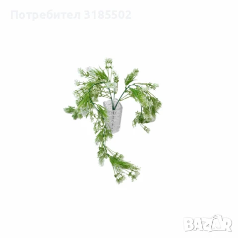Изкуствена висяща аранжировка със зелени стръкове и бели цветчета – елегантен акцент за всяко простр, снимка 2 - Изкуствени цветя - 51227985