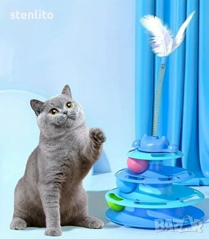 Котешка кула с топчета за игра