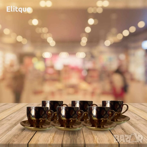 Комплект от 6 бр. чаши за кафе + 6 бр. чинийки, снимка 3 - Чаши - 52894861
