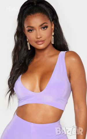 Prettylittlething Ново  асимерично бюстие/ топ  в бледолилаво, снимка 1
