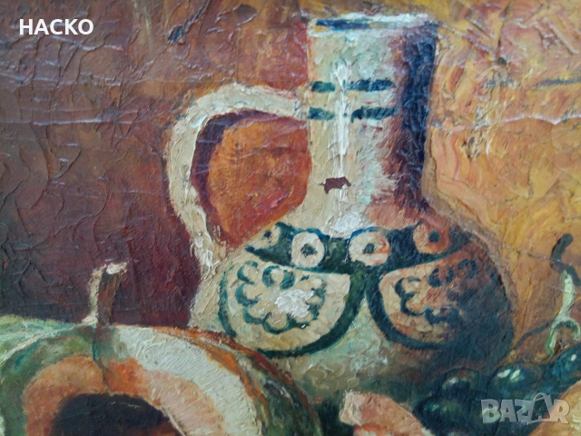 Стара Маслена Картина Разписана от Автора 1932г.Размери 50/40 см. Внос от Германия, снимка 3 - Антикварни и старинни предмети - 53047110