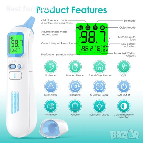 Инфрачервен смарт термометър IDIOT, снимка 5 - Уреди за диагностика - 43785308