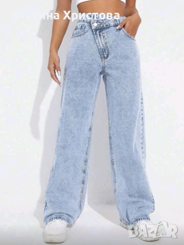 Дамски дънки с широк крачол и странично закопчаване, снимка 4 - Дънки - 53529481