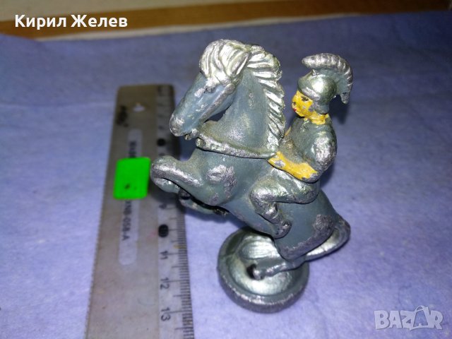 СТАРО ОЛОВНО ВОЙНИЧЕ РИМСКИ КОННИК КАВАЛЕРИСТ ВОИН ФИГУРКА от ШАХ - КОН Ръчно ОЦВЕТЕНА РЯДКА 41384, снимка 7 - Колекции - 43920400