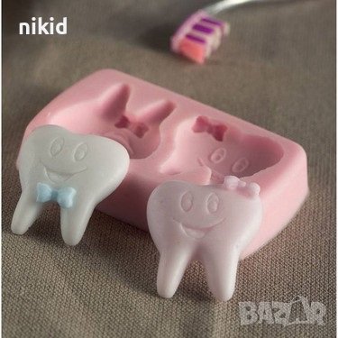 Зъб Първо Зъбче с усмивка корен силиконов молд форма калъп фондан шоколад гипс 