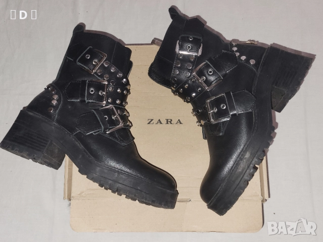 ZARA кубинки от естествена кожа с кабзи  38, снимка 5 - Дамски боти - 52636263