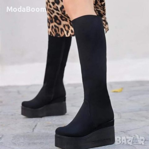 🔥Дамски ТОП велурени ботуши на платформа🔥, снимка 2 - Дамски ботуши - 43133544