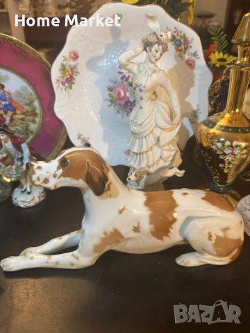 Lomonosov USSR Circa  1950 porcelain English Pointer dog - изящен и огромен сетер, снимка 14 - Антикварни и старинни предмети - 52791333