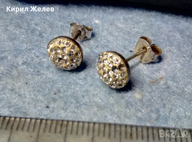 НЕЖНИ КЛАСИЧЕСКИ МОДЕЛ СРЕБЪРНИ ОБЕЧКИ СРЕБРО 925 ОБЕЦИ с ИСКРЯЩИ ЦИРКОНИ В/у БЯЛ ЕМАЙЛ 47476, снимка 6 - Обеци - 49122375