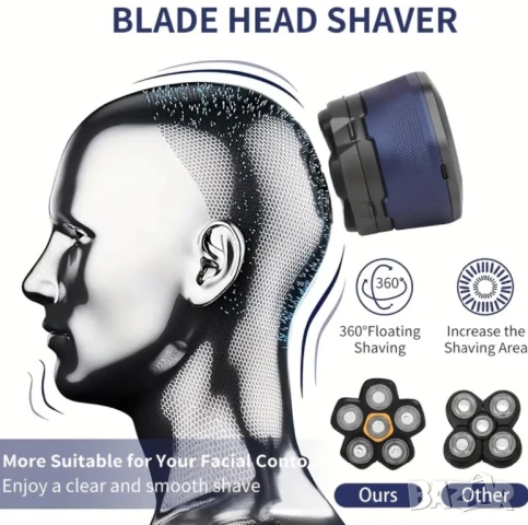 Електрическа Самобръсначка Ново Поколение, Ротационна, Безжична и USB Зареждане, Машинка за Бръснене, снимка 9 - Други - 50906575