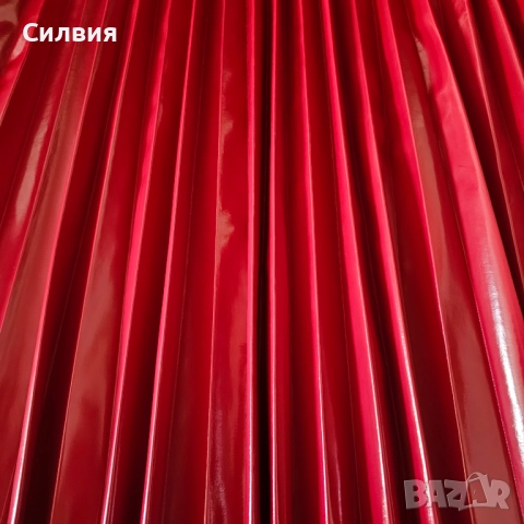 Червена лачена дълга плисирана пола "Guess" лъскава солей М-L размер, снимка 4 - Поли - 52409952