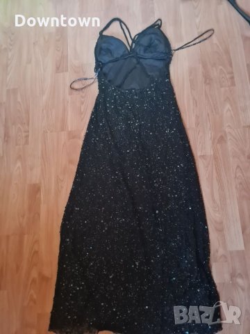 Camille LA VIE Официална черна дълга рокля с гол гръб #sparkling# пайети, мъниста, снимка 6 - Рокли - 35278288