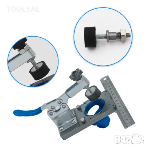 Комбиниран алуминиев шаблон за мебелни панти ф 35мм и рафтоносачи ф 20мм, снимка 2 - Други инструменти - 47937652