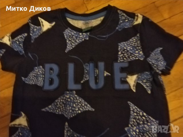 Детска блуза къс ръкав блуе сини 110см 4-5год. отлична, снимка 2 - Детски Блузи и туники - 43676880