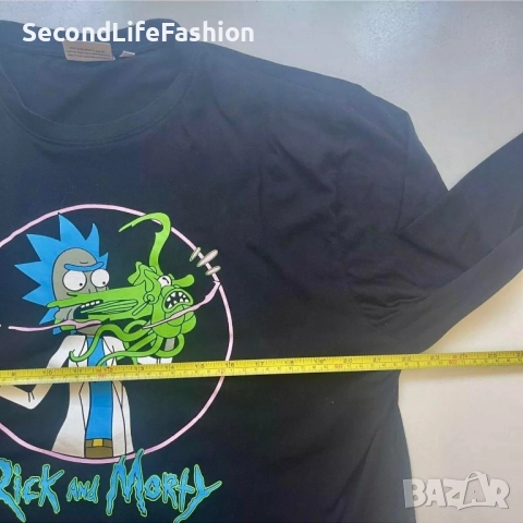 Тениска с дълъг ръкав „Рик и Морти“, черна, размер XL, снимка 5 - Тениски - 52875956