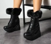 Боти на платформа - черна кожа - BPH1, снимка 2