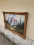 Прекрасна голяма антикварна авторска картина масло върху платно , снимка 5