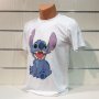 Нова бяла мъжка тениска с дигитален печат Стич (Stitch), снимка 3