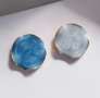 Сребърни обеци,асиметрични,колекция"Delicate Jewery",blue and dark blue/нови, снимка 1 - Колиета, медальони, синджири - 40195020