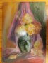 Картина -масло, фазер, ваза с хризантеми,51х36см., снимка 7