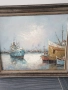 Ashley 74х64см/голяма картина масло върху платно/морски пейзаж/пристанище-рибарски кораби, снимка 2