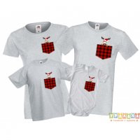 Коледни Тениски Елен в Джоб с Маска Pocket Reindeer, снимка 3 - Тениски - 35071776