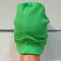 Нова дамска зимна шапка рипс с подгъв в неонов зелен цвят, снимка 5 - Шапки - 39332980