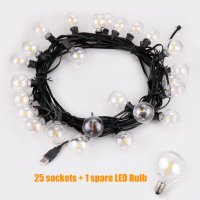 AUOPLUS Led крушки,15M G40 Patio String Lights с 25 нечупливи димируеми LED пластмасови круш, снимка 2 - Лед осветление - 43688496