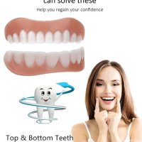 Удобни меки силиконови избелващи протеза горни и долни изкуствени лепящи се фасети зъби, снимка 1 - Други - 43420698