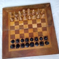Стар шах за игра в дървена кутия, голяма, дървена табла , снимка 2 - Шах и табла - 43543583