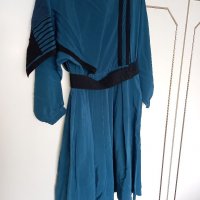 Рокля от естествена коприна в цвят морско синьо, снимка 2 - Рокли - 32800969