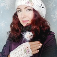 Дамски ръчно плетени ръкавици без пръсти в бяло, снимка 2 - Ръкавици - 39532476