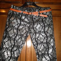 Спортно-елегантен панталон в черно и сребристо сиво с коланче ,внос от Италия, снимка 3 - Панталони - 26680428