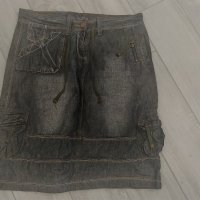 ХЛ дънкова пола с големи джобове, снимка 1 - Поли - 40292887