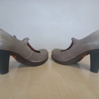Art - кожени сиви обувки с масивен висок ток, снимка 6 - Дамски обувки на ток - 38868014
