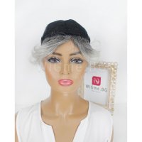 Къса сребристо-черна перука с бретон Ира, снимка 2 - Аксесоари за коса - 33015428