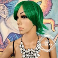 Къс Емо / Косплей Модел Перука в Зелен Цвят с Бретон КОД 8799, снимка 6 - Аксесоари за коса - 40055954