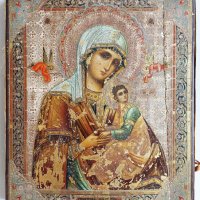 19 Век! Руска Икона на Света Богородица Страстна, снимка 1 - Антикварни и старинни предмети - 39711222