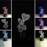 ❌ Уникална и ефектна 3D ефектна LED лампа TEDDY BEAR ❌, снимка 3 - Друга електроника - 40463606