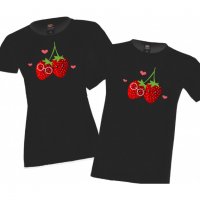 Влюбени ягоди Комплект тениски за влюбени, снимка 1 - Тениски - 33012204