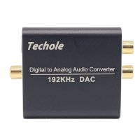Techole 192Khz DAC цифров към аналогов аудио конвертор, алуминиев, оптичен към RCA конвертор, Spdif/, снимка 1 - Ресийвъри, усилватели, смесителни пултове - 37803255