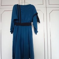 Рокля от естествена коприна в цвят морско синьо, снимка 3 - Рокли - 32800969