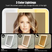Ново Акумулаторно LED огледало за пътуване 3 цветни регулируеми светлини, снимка 4 - Други стоки за дома - 42936378