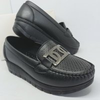  Дамски черни мокасини Ezel Shoes на платформа, снимка 2 - Дамски ежедневни обувки - 39200925