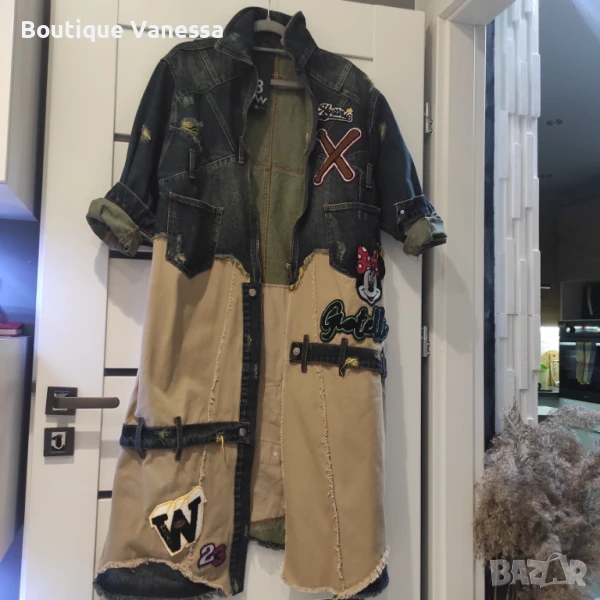 Дамско дънково палто , снимка 1