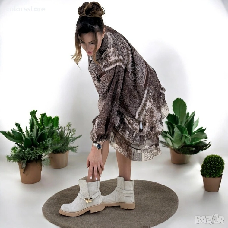 Равни боти - бежов велур - STR10 , снимка 1