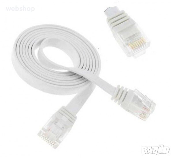 Кабел мрежов плосък, UTP, LAN, PATCH, RJ45 8pin(м), CAT6, 3/5/10/20m, снимка 1
