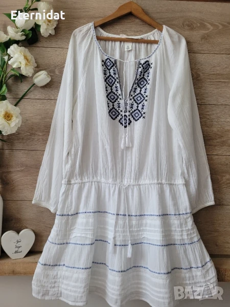Бяла рокля с бродерии H&M , снимка 1