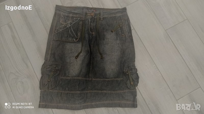 ХЛ дънкова пола с големи джобове, снимка 1